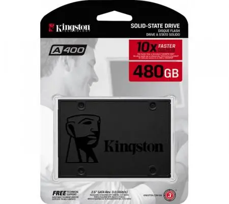 Disco Solido SSD Kingston 480GB A400 Vista Frontal Argentina