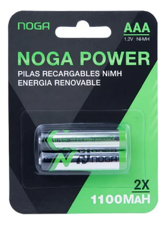 Pilas recargables AAA NOGA 1100 mAh en blister x2 Argentina