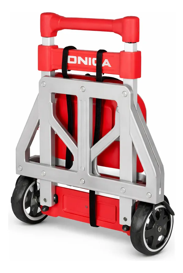Carrito de carga plegable Onica color rojo con base de aluminio abierta