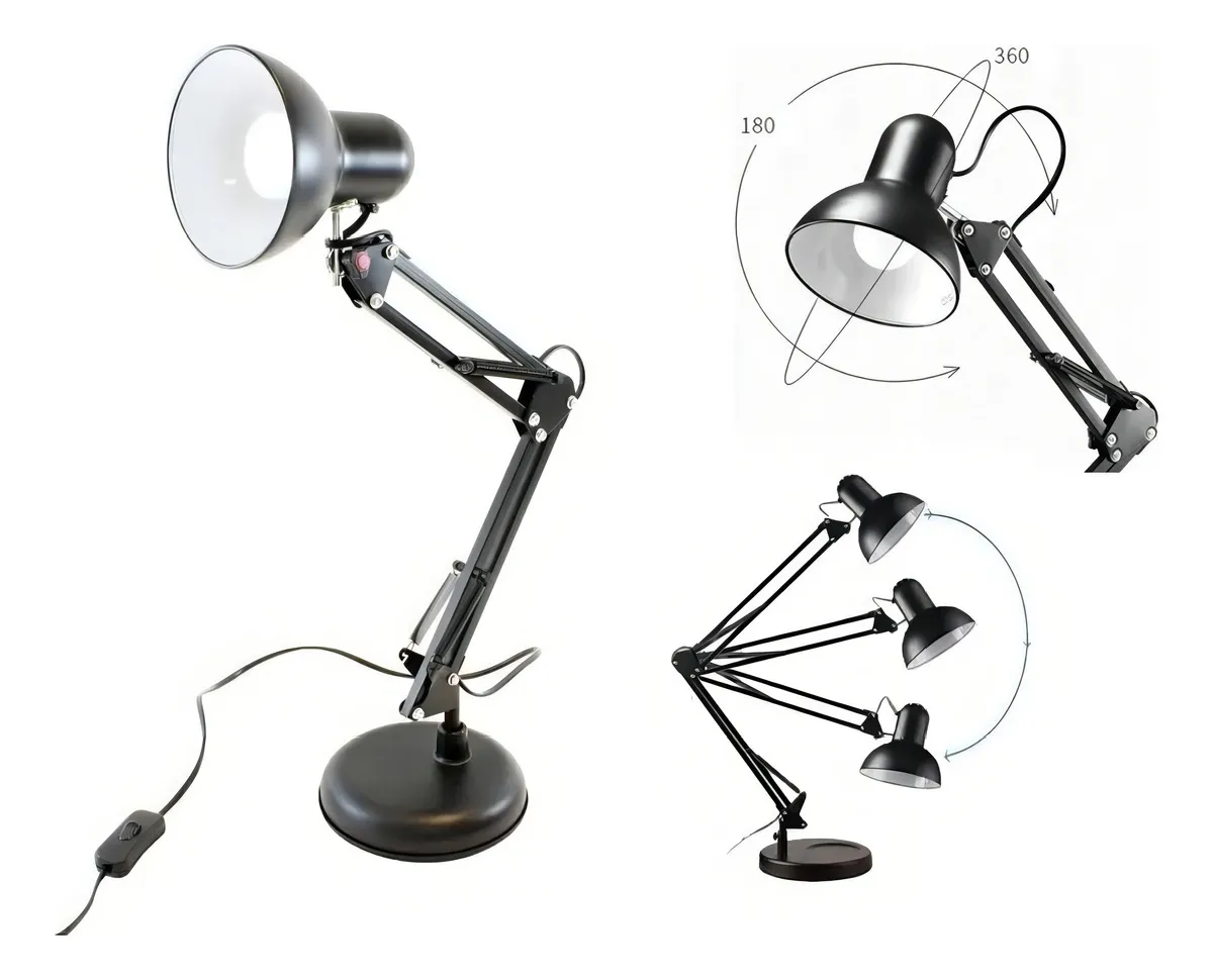 Velador escritorio LED doble brazo articulado MT-811 metal - Imagen 2