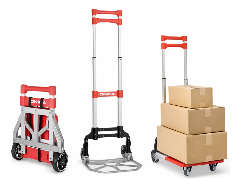 Carrito Carga Plegable Aluminio 70kg Reforzado Onica Rojo - Imagen 3