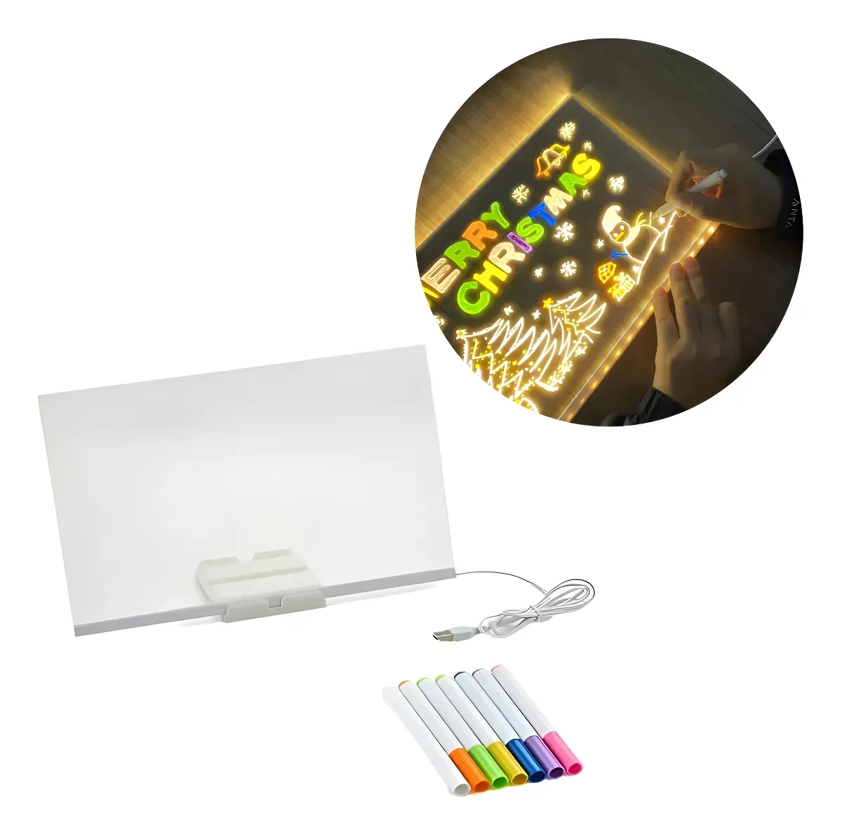 Pizarra LED Acrilica 20x30cm Con Pie 7 Colores - Imagen 4