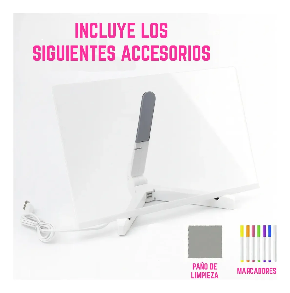 Pizarra LED Acrílica 30x20 USB Multisoporte - Imagen 5