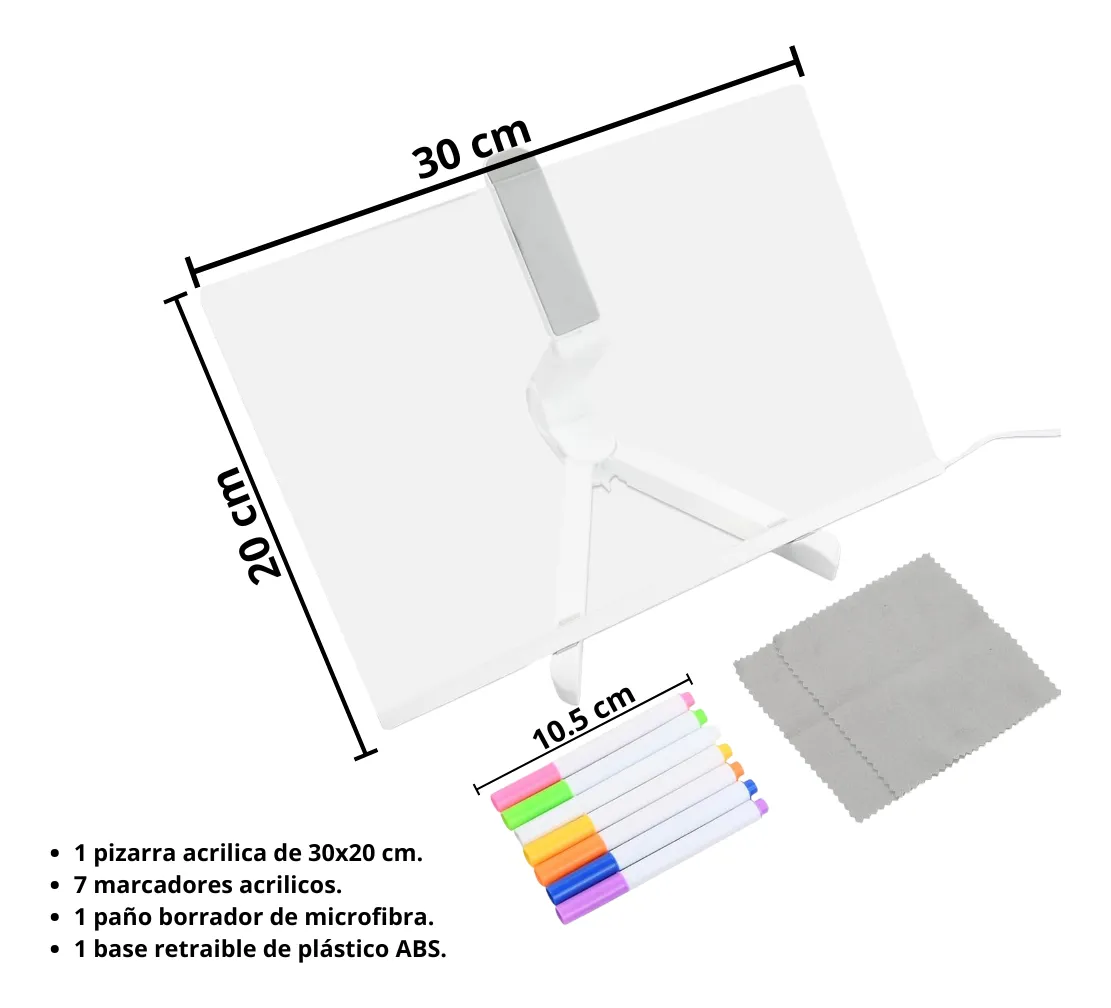 Pizarra LED Acrílica 30x20 USB Multisoporte - Imagen 8