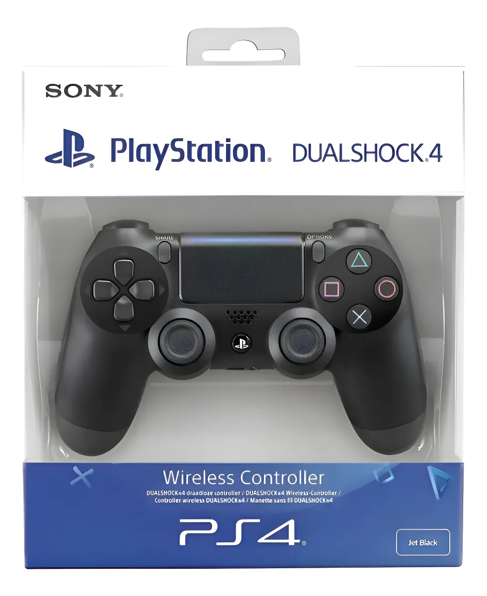 Joystick PS4 Sony Dualshock 4 negro vista frontal completa
