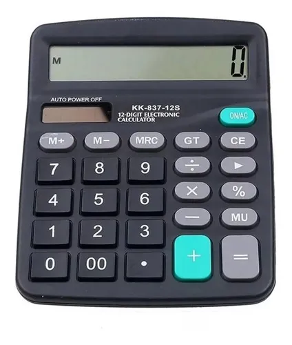 Calculadora Básica 837 Negra 12 Dígitos Suma Resta Multiplicación División