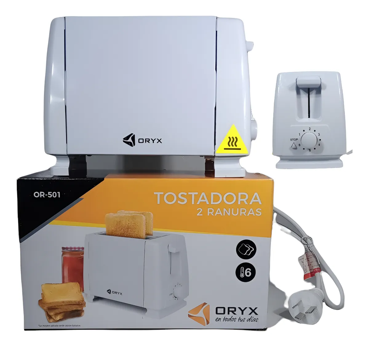 Tostadora Eléctrica Oryx OR-T20 2 Ranuras 6 Niveles Blanco