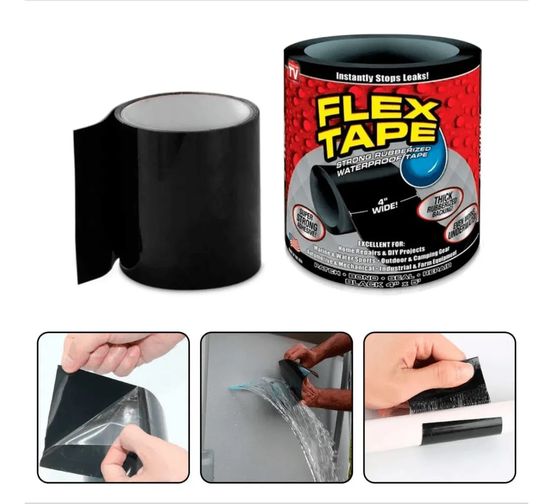 Cinta de Caucho Tapa Fugas Flex Tape SMImport 18cm Negra - Imagen 2