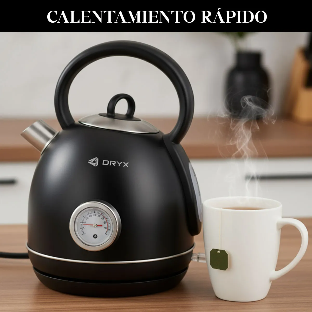 Pava Electrica Retro OR-JEE03 1.7L 2200W con Termometro - Imagen 2
