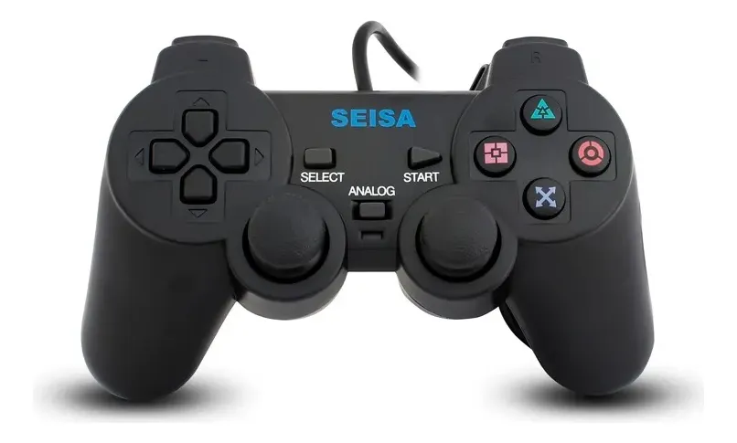 Joystick Seisa SJ-802 PS2 PS1 Negro Con Vibración Ergonómico - Imagen 3