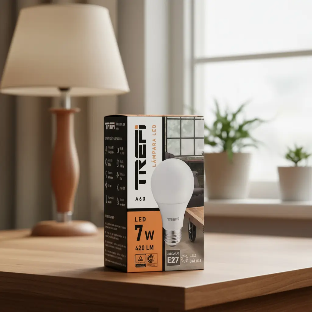 Foco LED 7W Trefi instalado en living moderno con iluminación cálida y confortable