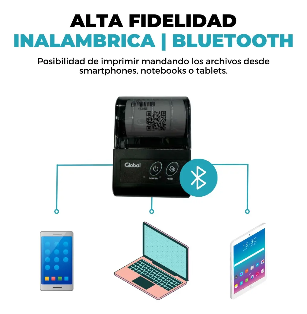 Impresora Térmica Portátil 58mm Bluetooth Bluetooth 5.0 VESA - Imagen 4