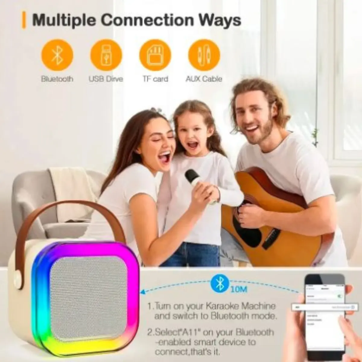 Parlante Karaoke Bluetooth K12 con 2 Microfonos Inalambricos RGB - Imagen 2